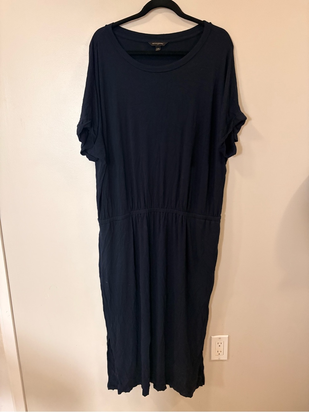 Banana Republic Navy Short-Sleeve Midi Dress